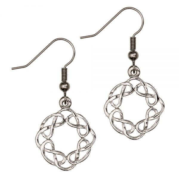 Celtic Eternal Interlace Pewter Drop Earrings