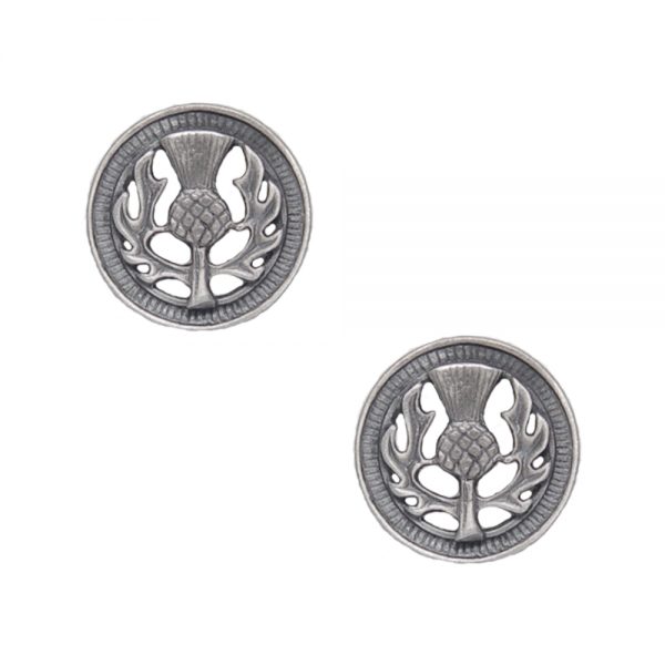 Traditional Scottish Thistle Cufflinks Antique Pewter Finish