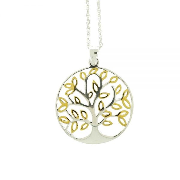 Celtic Tree of Life Gold and Silver Pendant with Chain