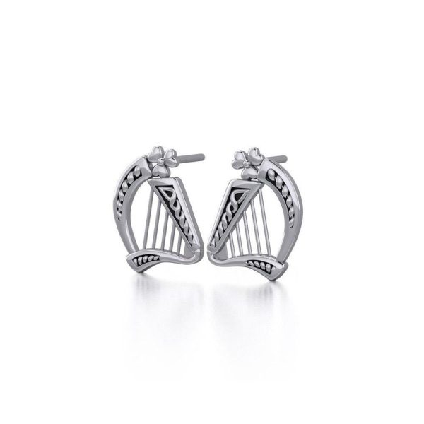 Celtic Harp Stud Earring