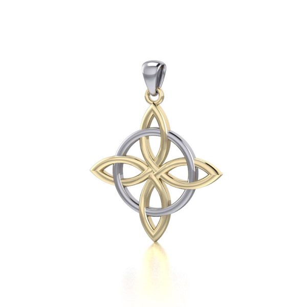 Celtic Quaternary Knot & 14K Gold Accent Pendant