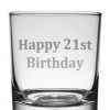 Engraved Happy 21st Birthday Whiskey Glass