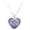 Celtic Knot Silver Plated Heart Pendant with Purple Enamel 9888