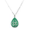 Celtic Knot Silver Plated Teardrop Pendant with Green Enamel 9885