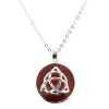 Celtic Trinity Knot Silver Plated Round Pendant with Red Enamel 9887