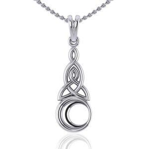 Celtic Knot Moon Pendant 925 Sterling Silver