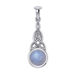 Celtic Triquetra Pendant 925 Sterlin Silver with Rainbow Moonstone (TP2937)