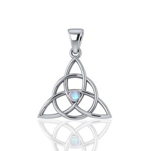 Celtic Triquetra Pendant with Rainbow Moonstone 923 Sterling Silver